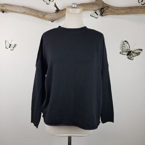 John + Jenn black split sleeve rolled hem sweater